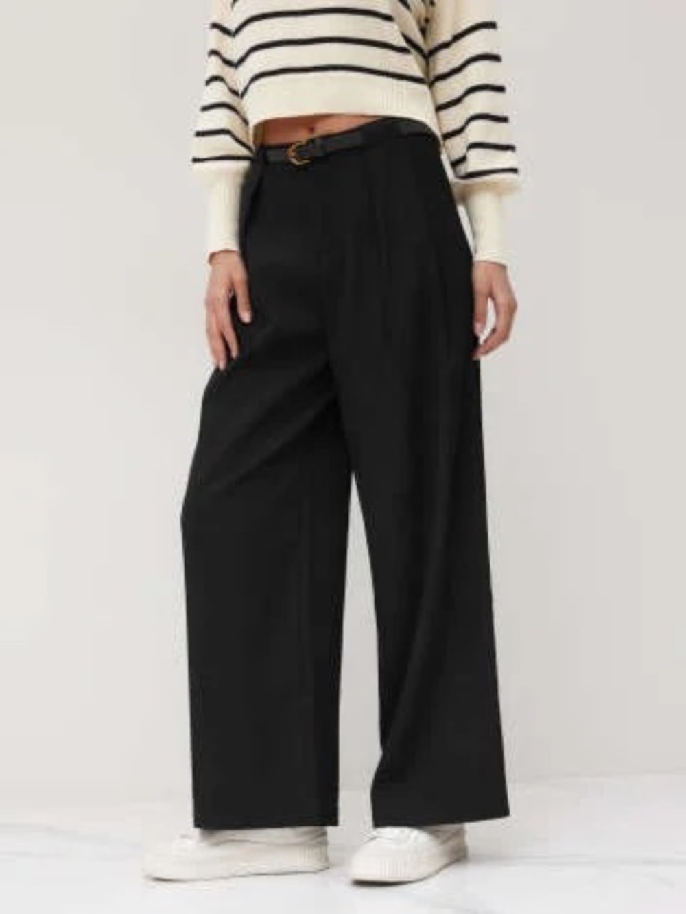 Cider Belted Black Mid Rise Straight Leg Trouser Size XL/10 - Picture 6 of 14